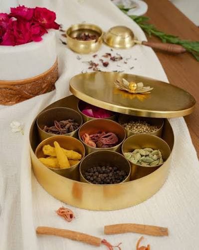 Brass Masala Box (Spice Box)